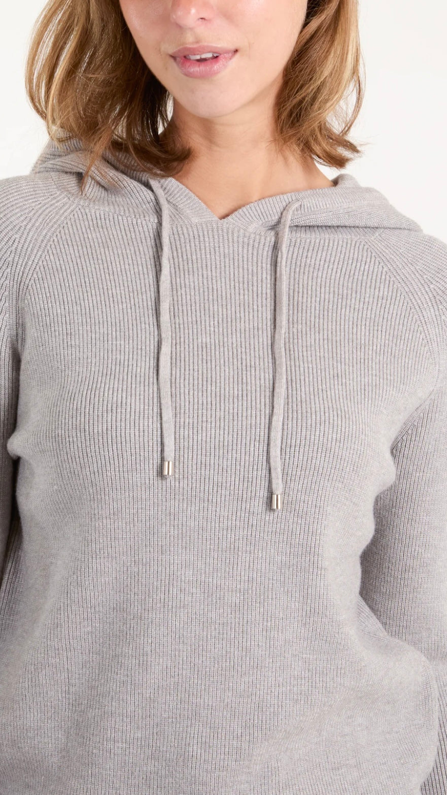 Hooded ribbed sweater hotsell