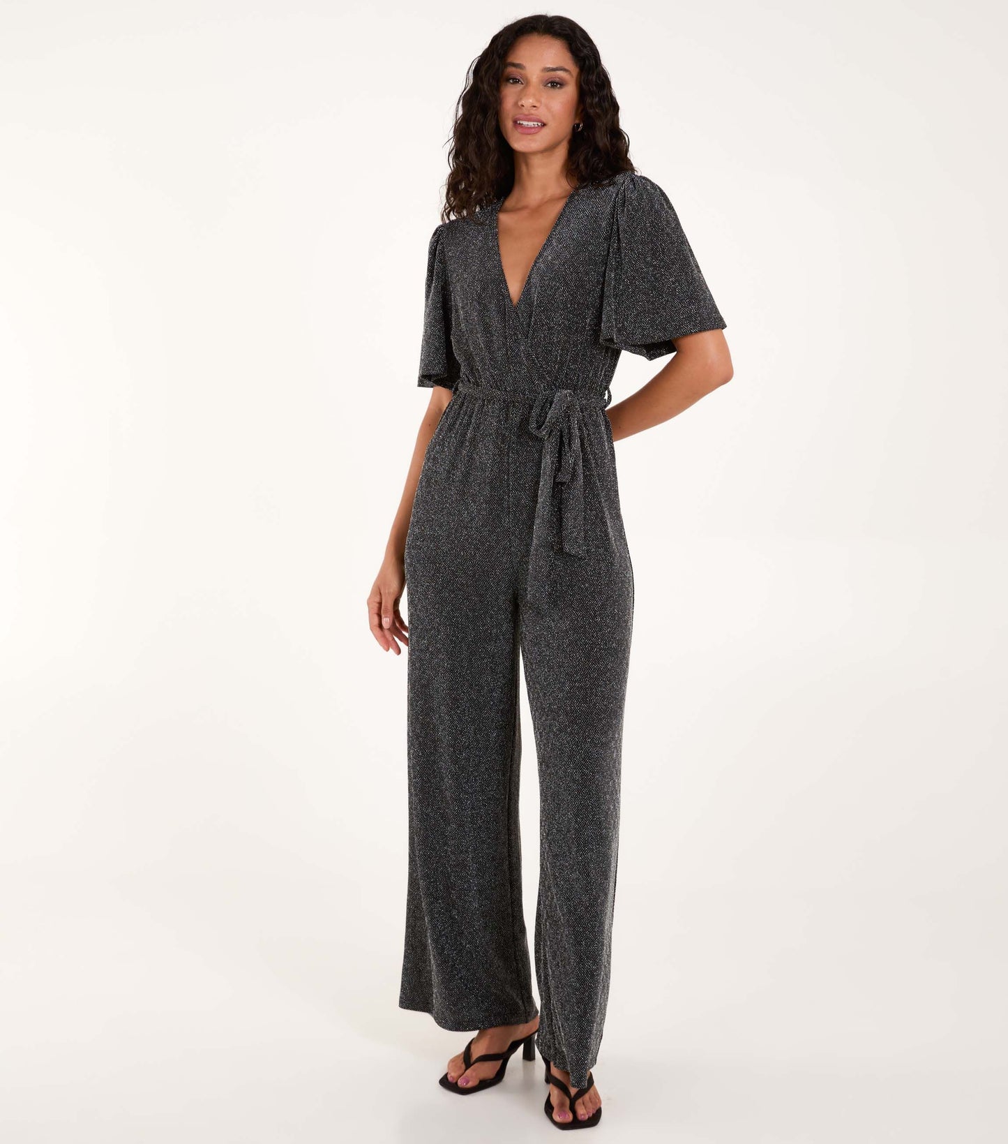 CASSIE - Black & Silver Stretch Jumpsuit